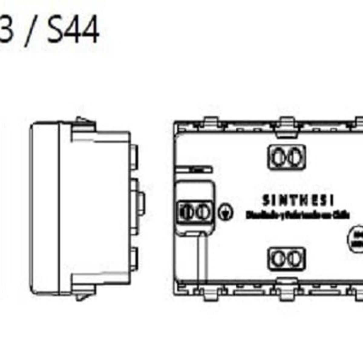 SINTHESI - DADO TOMACORRIENTE DUPLEX TRES EN LINEA DE 3 MODULOS S22