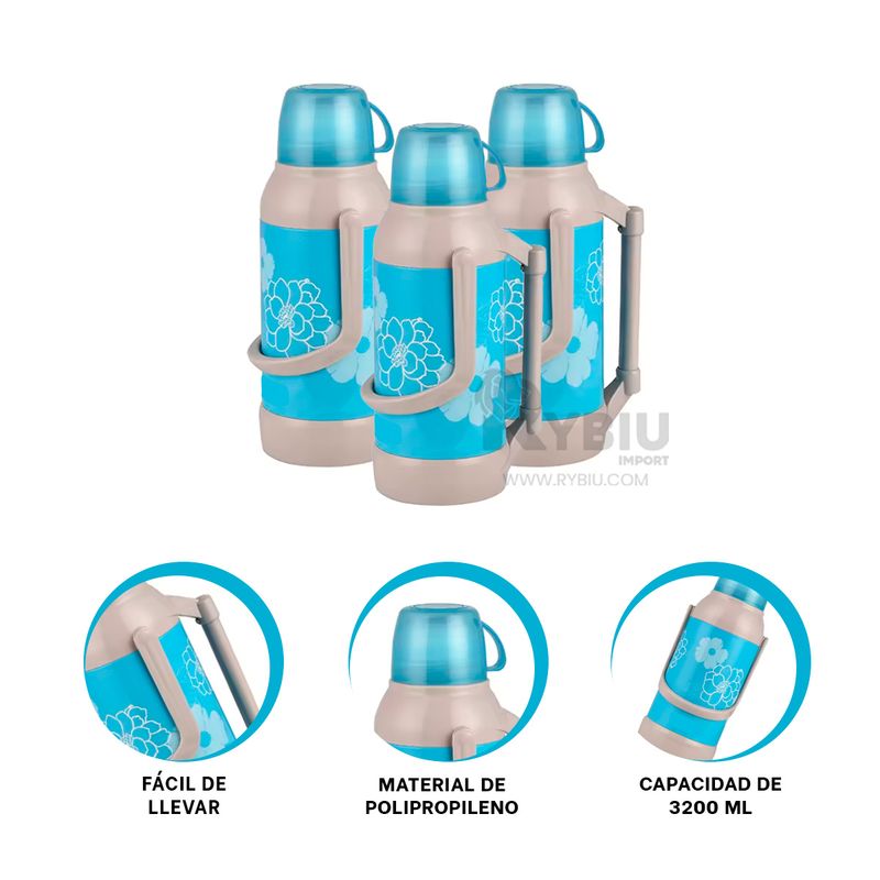GENERICO - Terma Resistente 3200ml Celeste Y+Regalo Ligas para Peinar