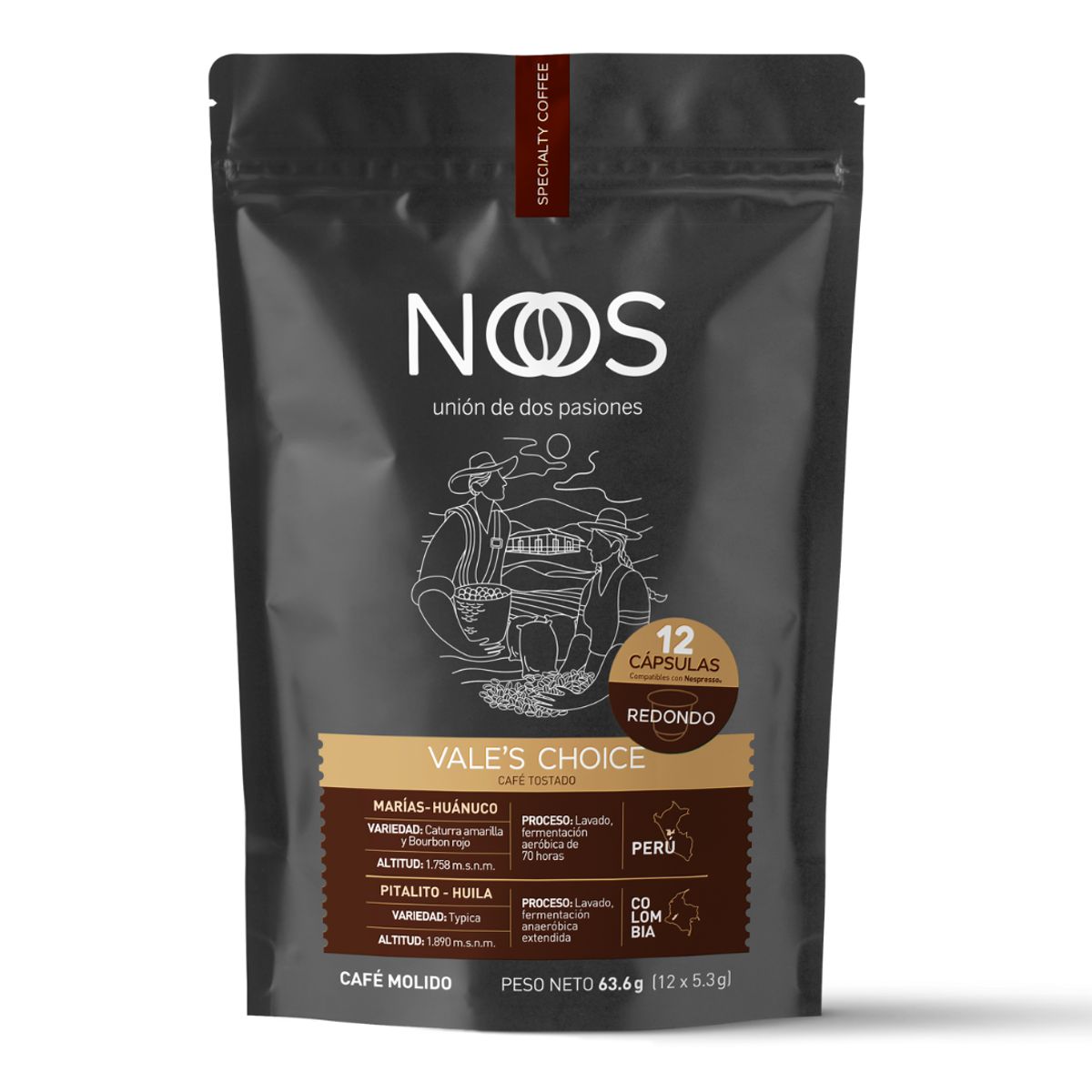 NOS UNIÓN DE DOS PASIONES - Cápsulas de café de especialidad Vale’s Choice x 12