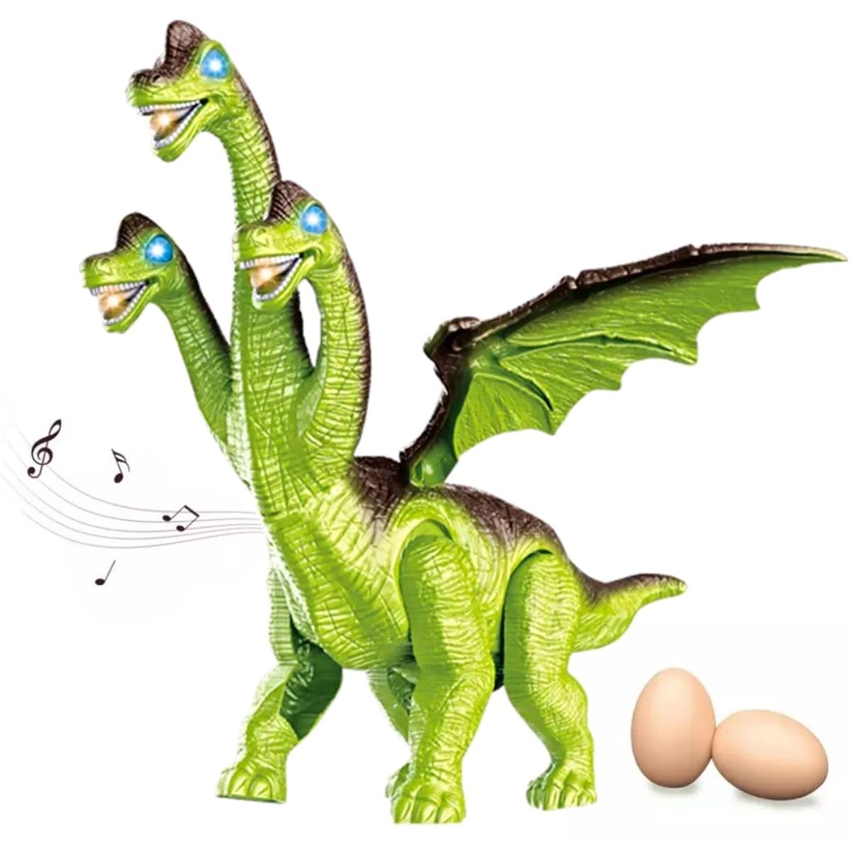 MINARI - Dinosaurio Dragón 3 Cabezas con Luces y Sonido + Huevos DD3