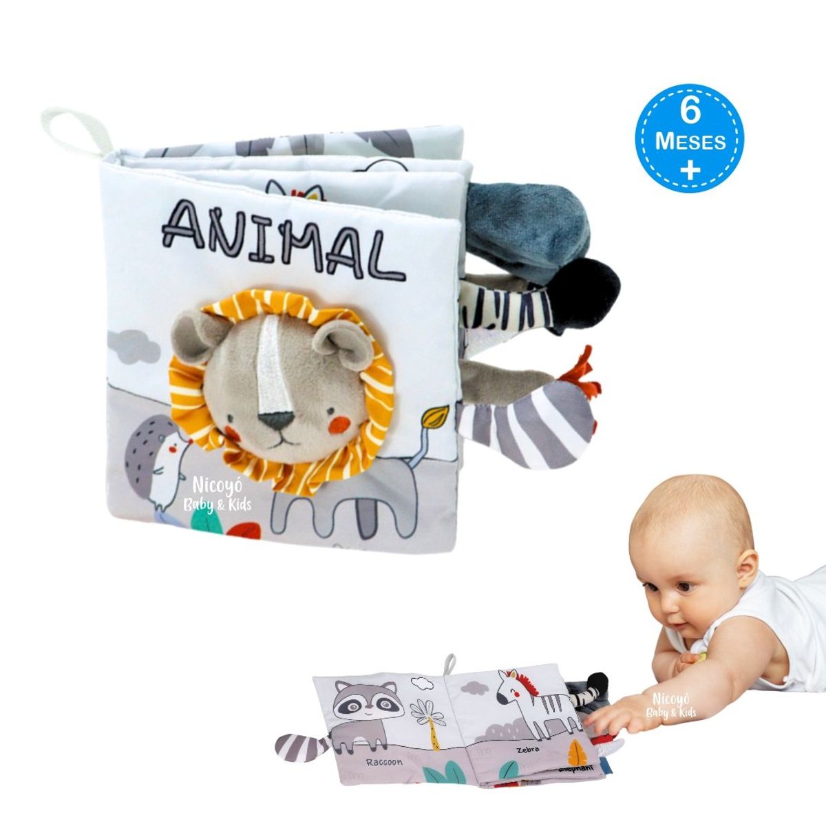 BABY - Libro Sensorial 3D para Bebés con Texturas y Sonido LEÓN