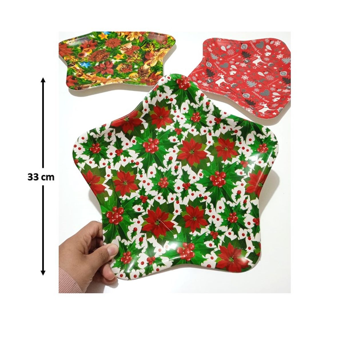 GENERICO - Bandeja /Fuente Navideña De Plástico Reutilizable 32 x 32 cm.