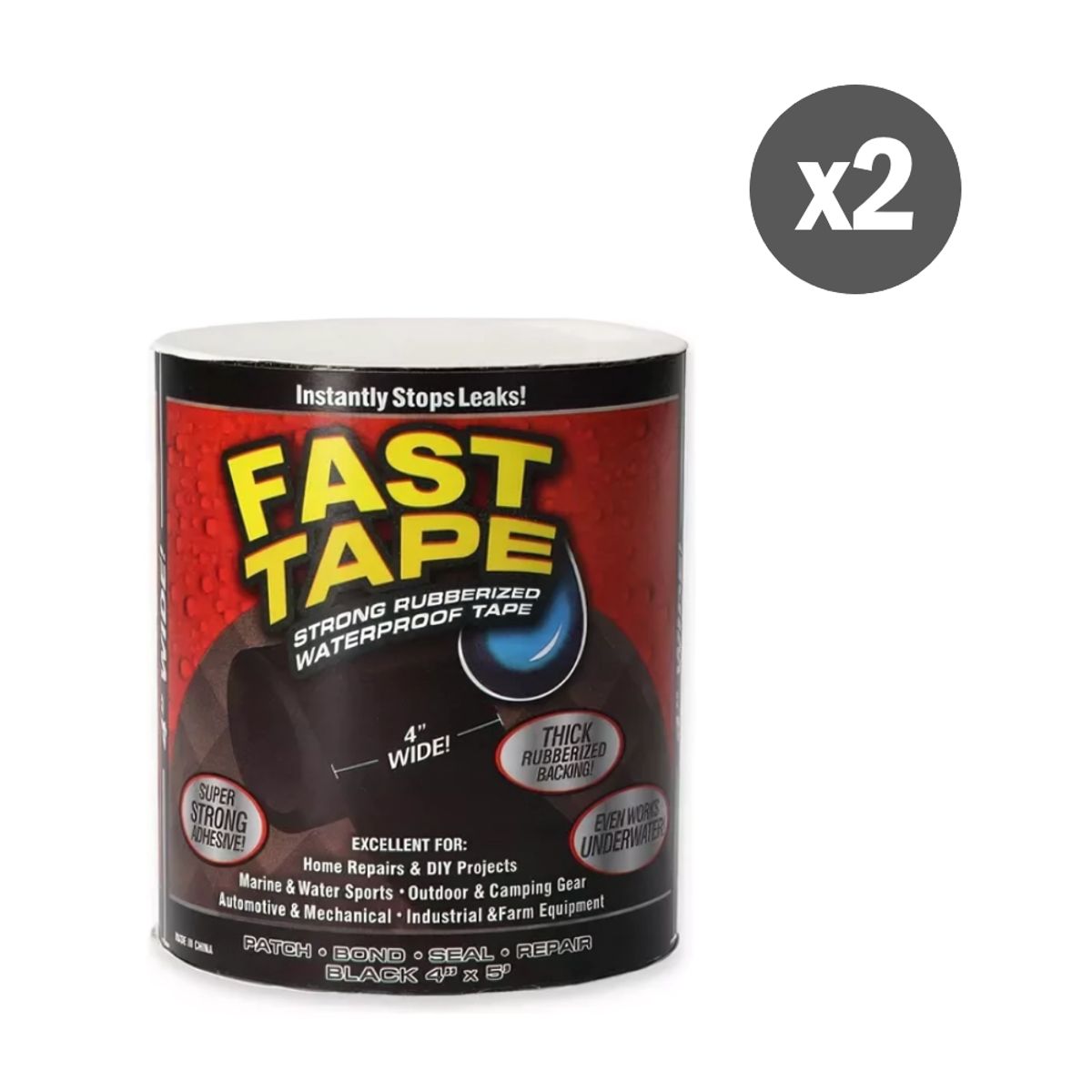 GENERICO - 2 x Flex Tape - Cinta impermeable de goma NEGRO