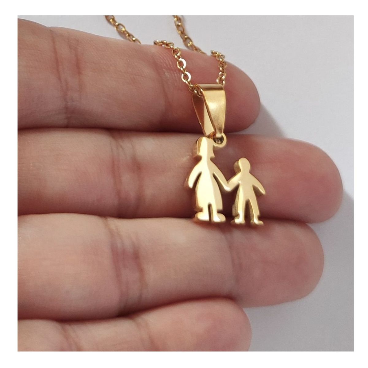 OEM - Collar Mujer Dije Mini Mama con Niño Fino Acero Inoxidable 316L