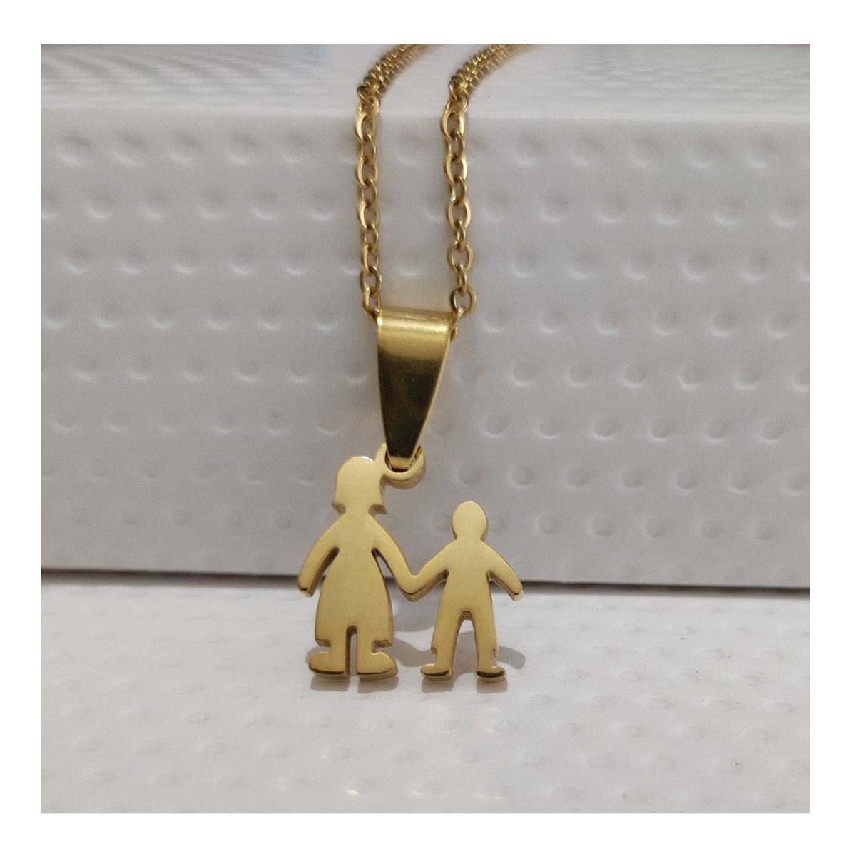 OEM - Collar Mujer Dije Mini Mama con Niño Fino Acero Inoxidable 316L