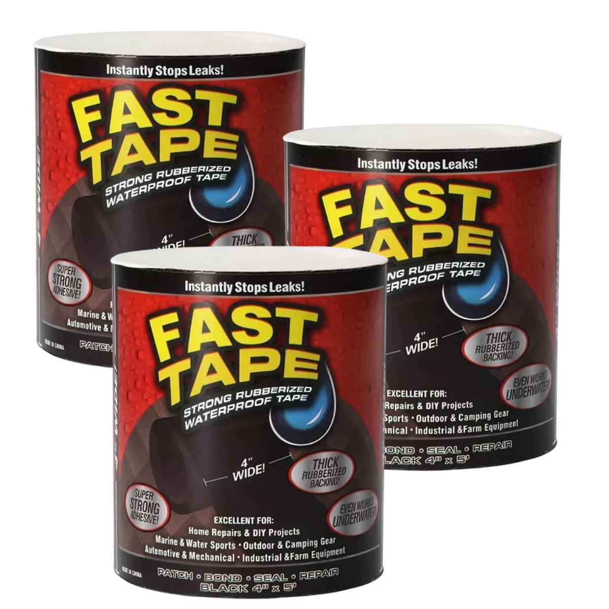 GENERICO - 3 x Flex Tape - Cinta impermeable de goma NEGRO