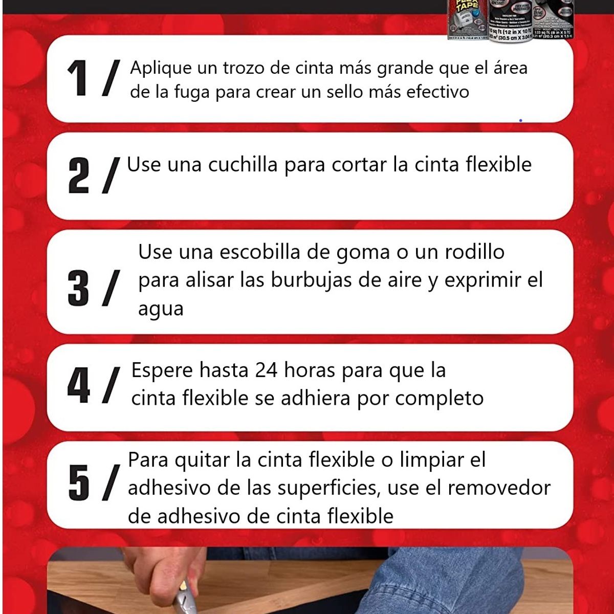 GENERICO - 3 x Flex Tape - Cinta impermeable de goma NEGRO