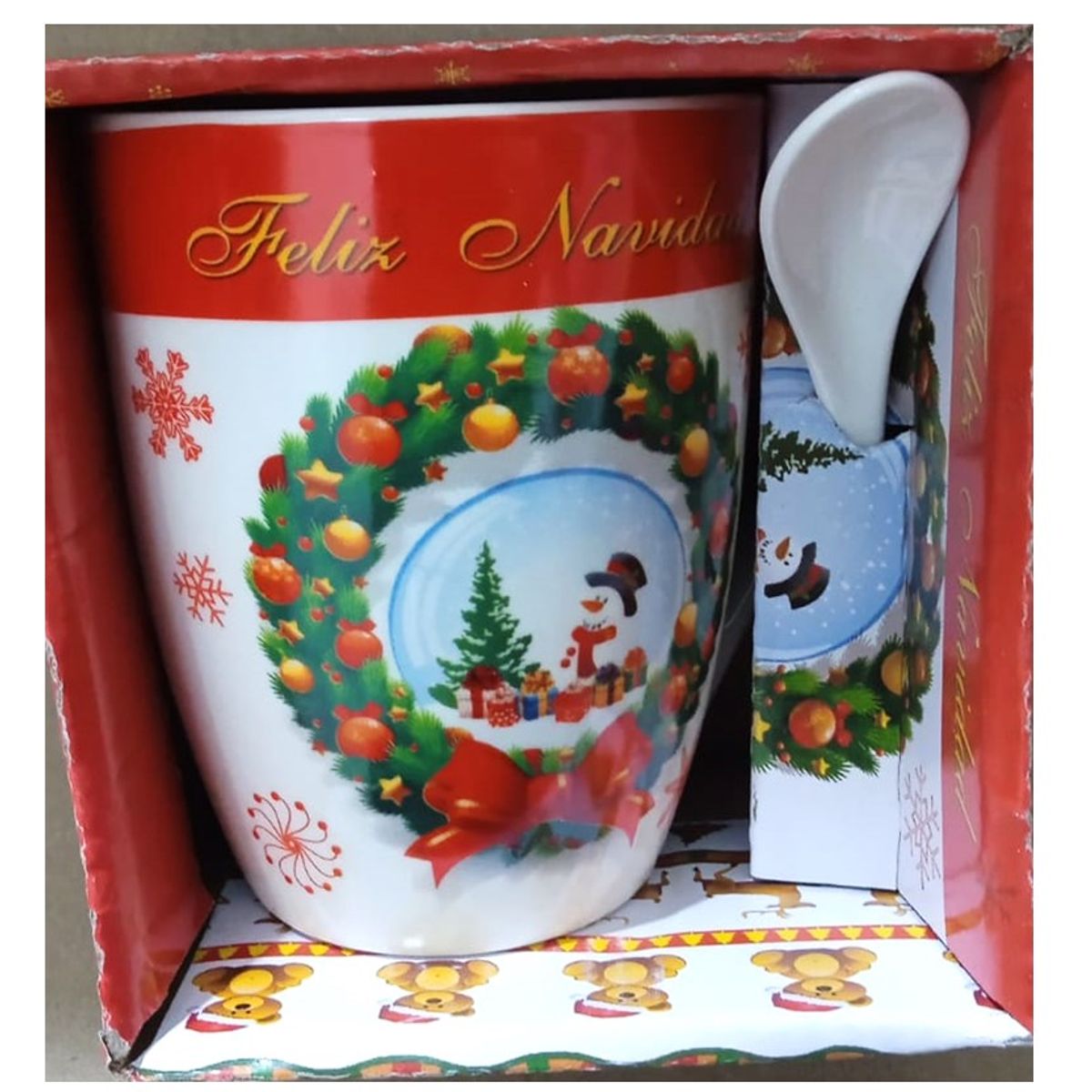 GENERICO - Taza Menaje Navideña Con cucharita SET X2