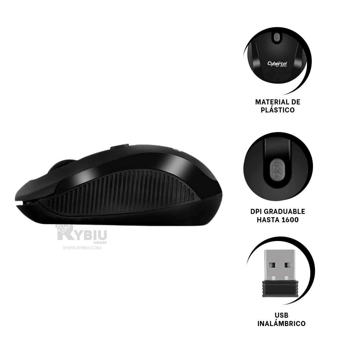 GENERICO - Cursor Ideal M207 en Negro Y+Regalo Ligas para Peinar