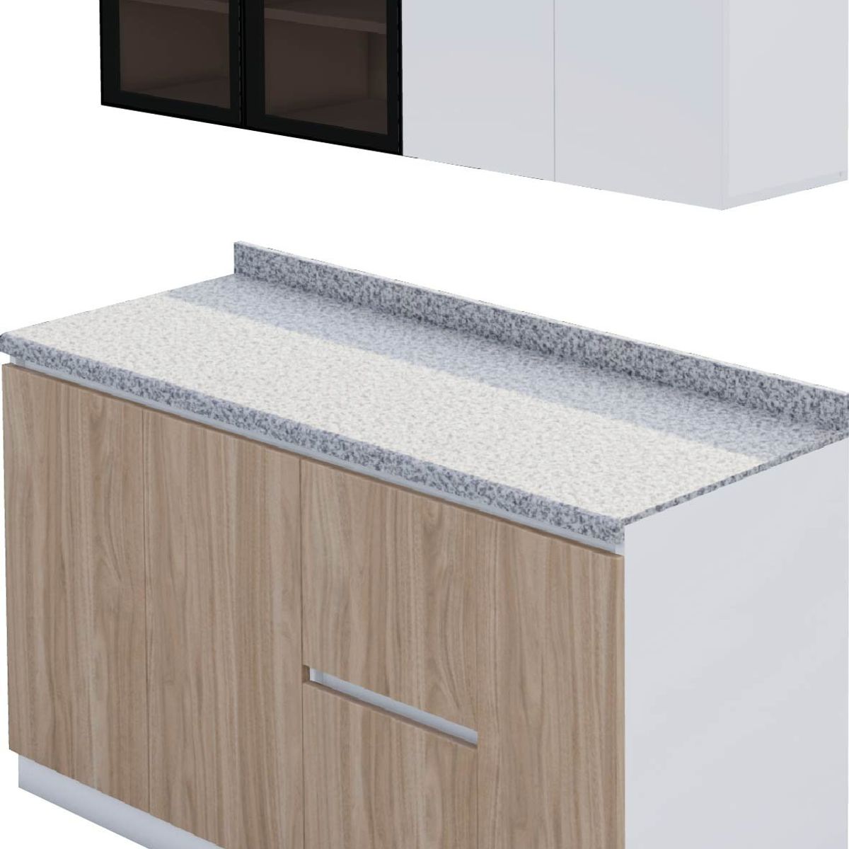 GENERICO - Modulo de Cocina Vigo + Puertas de Vidrio - Blanco y Castaño