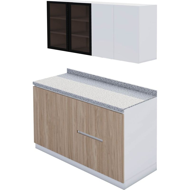 GENERICO - Modulo de Cocina Vigo + Puertas de Vidrio - Blanco y Castaño