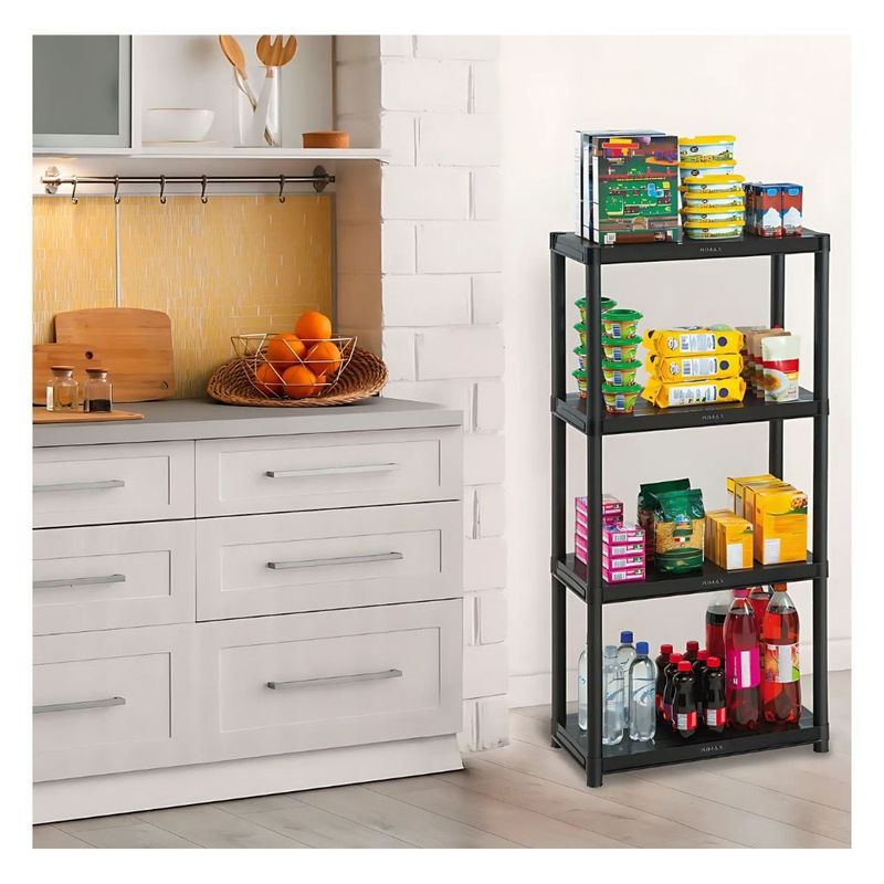 GENERICO - Estante Plástico 4 Niveles 128x60x30cm Negro Rimax