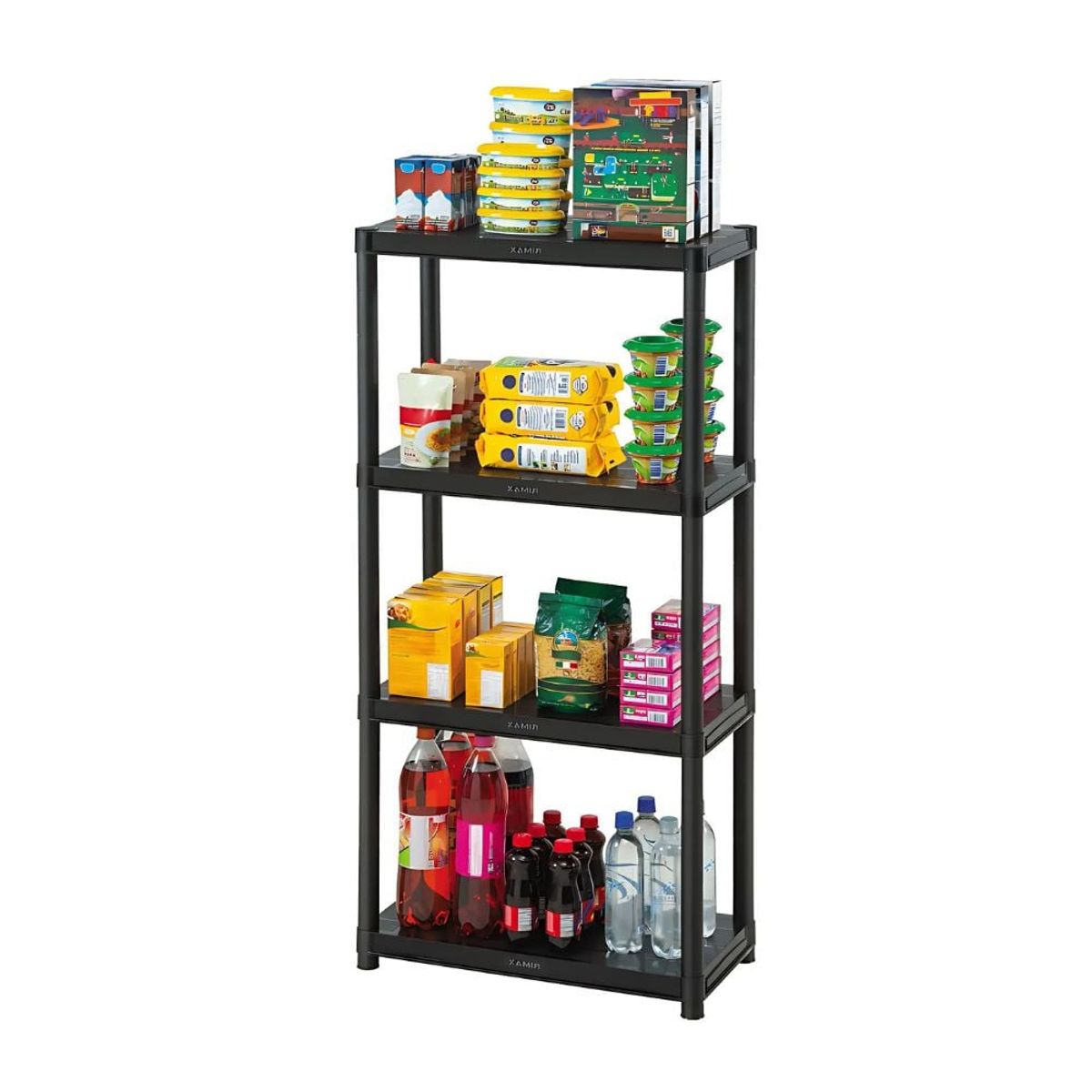 GENERICO - Estante Plástico 4 Niveles 128x60x30cm Negro Rimax