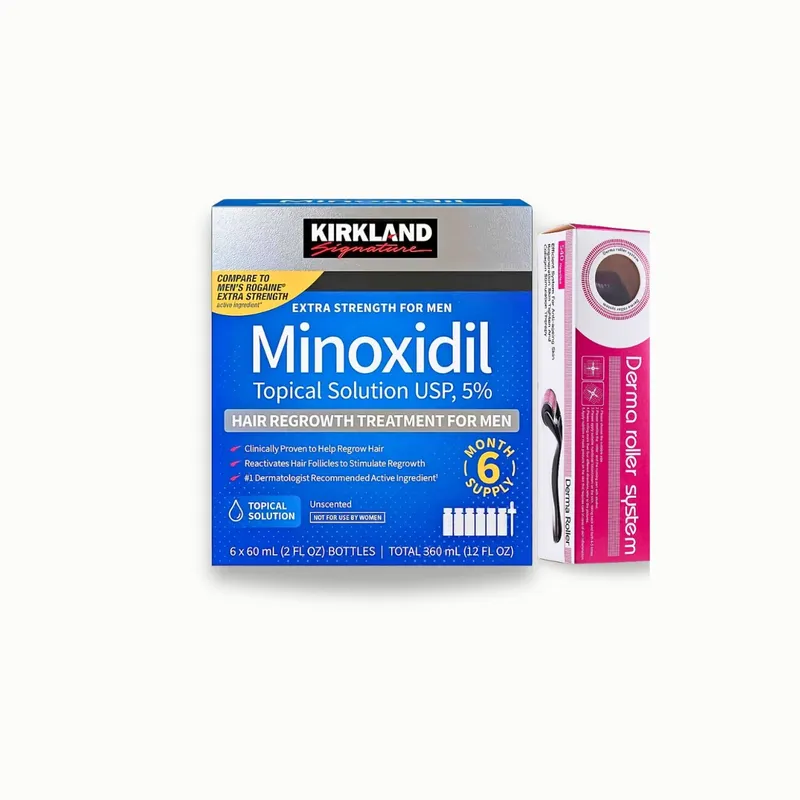 KIRKLAND - Caja de Minoxidil de 06 Unidades + DermaRoller Gratis