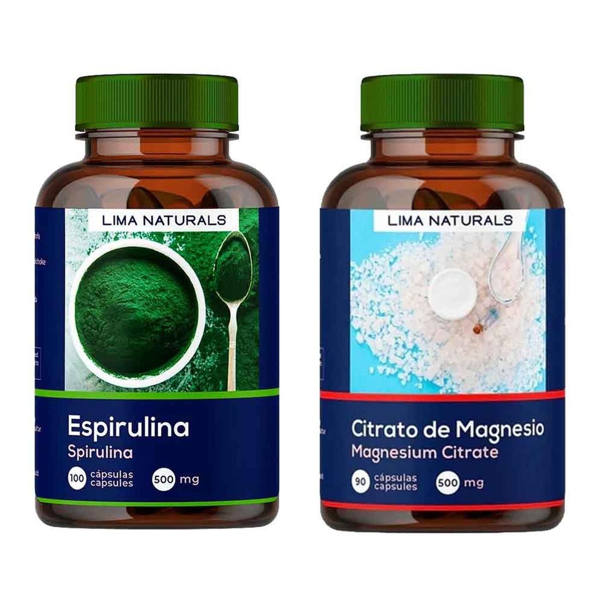 LIMA NATURALS - Espirulina Cápsulas + Citrato de Magnesio 90 Cápsulas Lima Naturals