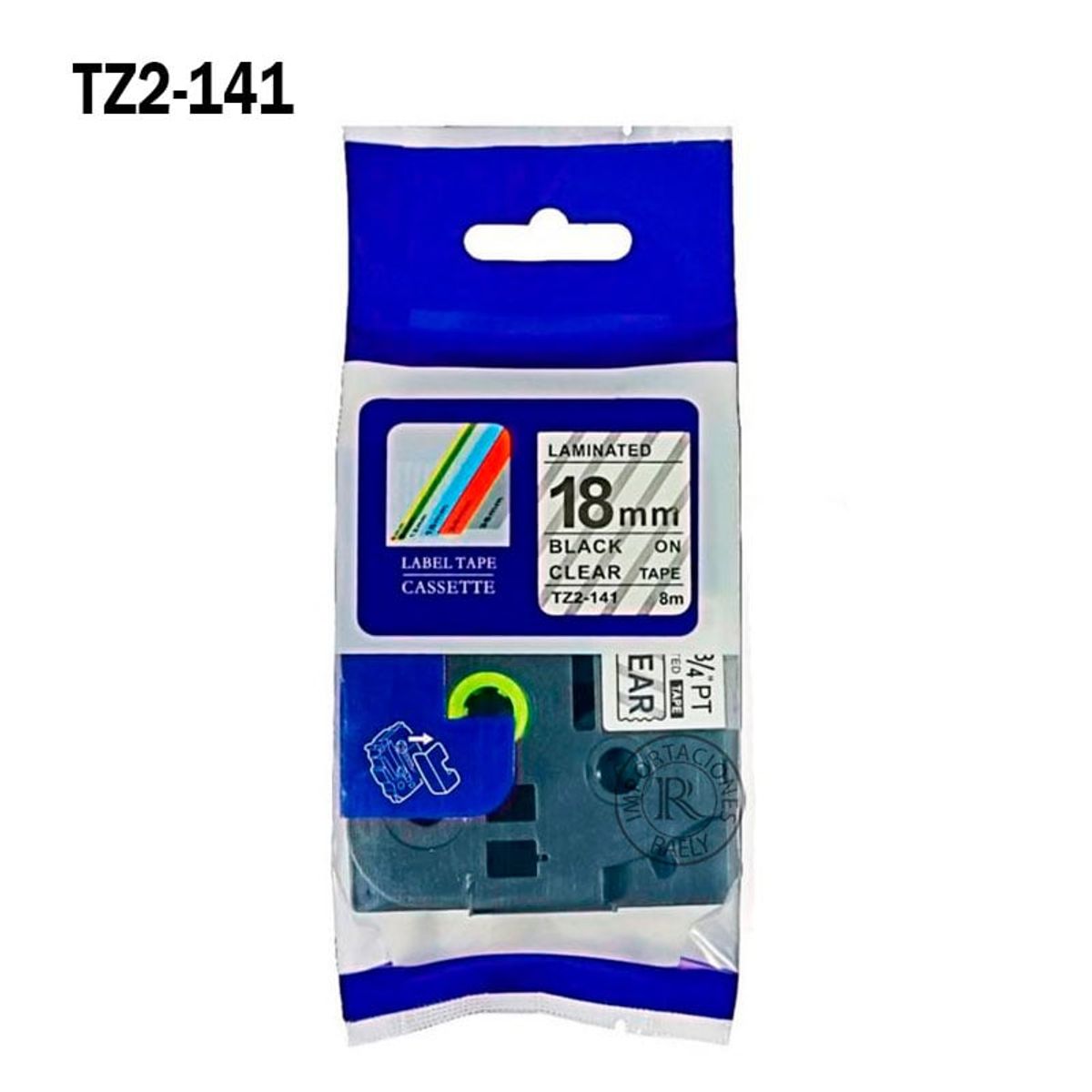 GENERICO - TZ2-141 Cinta Compatible Brother Negro  Trasparente 12mm x 8m TZe-141