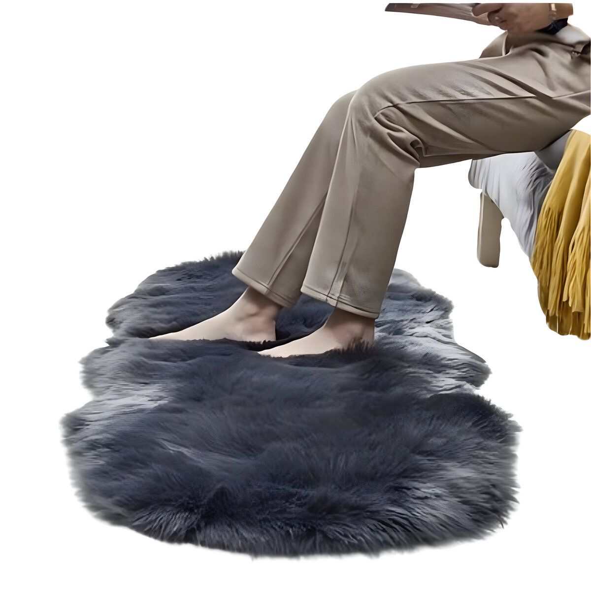 ELMEJORPRECIO - Alfombra Bajada De Cama Peluda Plomo