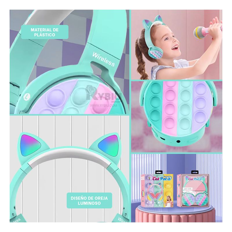 GENERICO - Audifonos Modernos con Diseño Verde Agua Y+Papel de Regalo