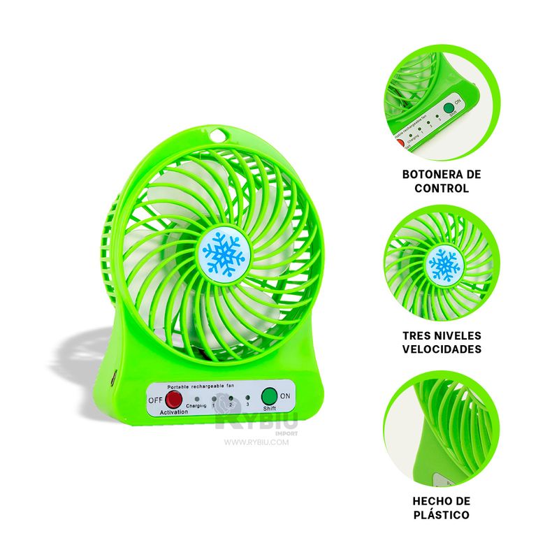 GENERICO - Ventiladora Versatil de Mano Verde Y+Ligas de Regalo