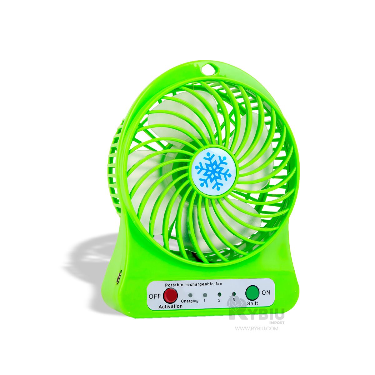 GENERICO - Ventilador Recargable Mini en Verde Y+Papel de Regalo