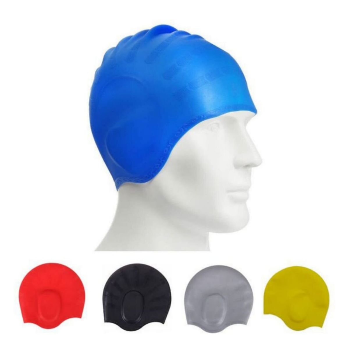 GENERICO - Gorro de natacion con orejas de silicona