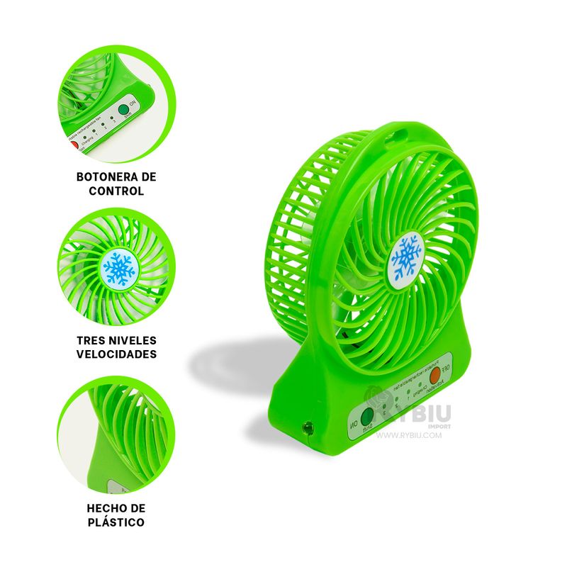 GENERICO - Ventiladora Practica en Color Verde Y+Banderitas Adhesivas