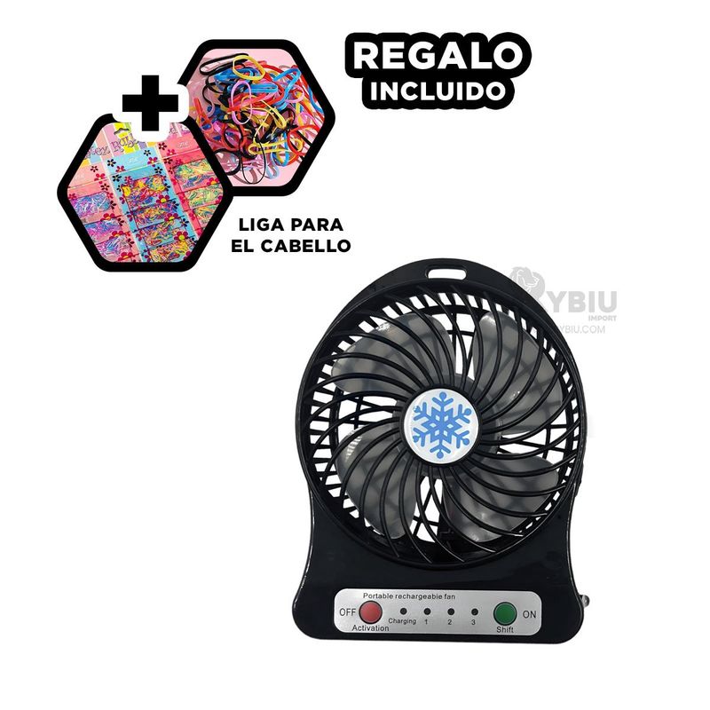 GENERICO - Ventiladora Versatil de Mano Negro Y+Ligas de Regalo