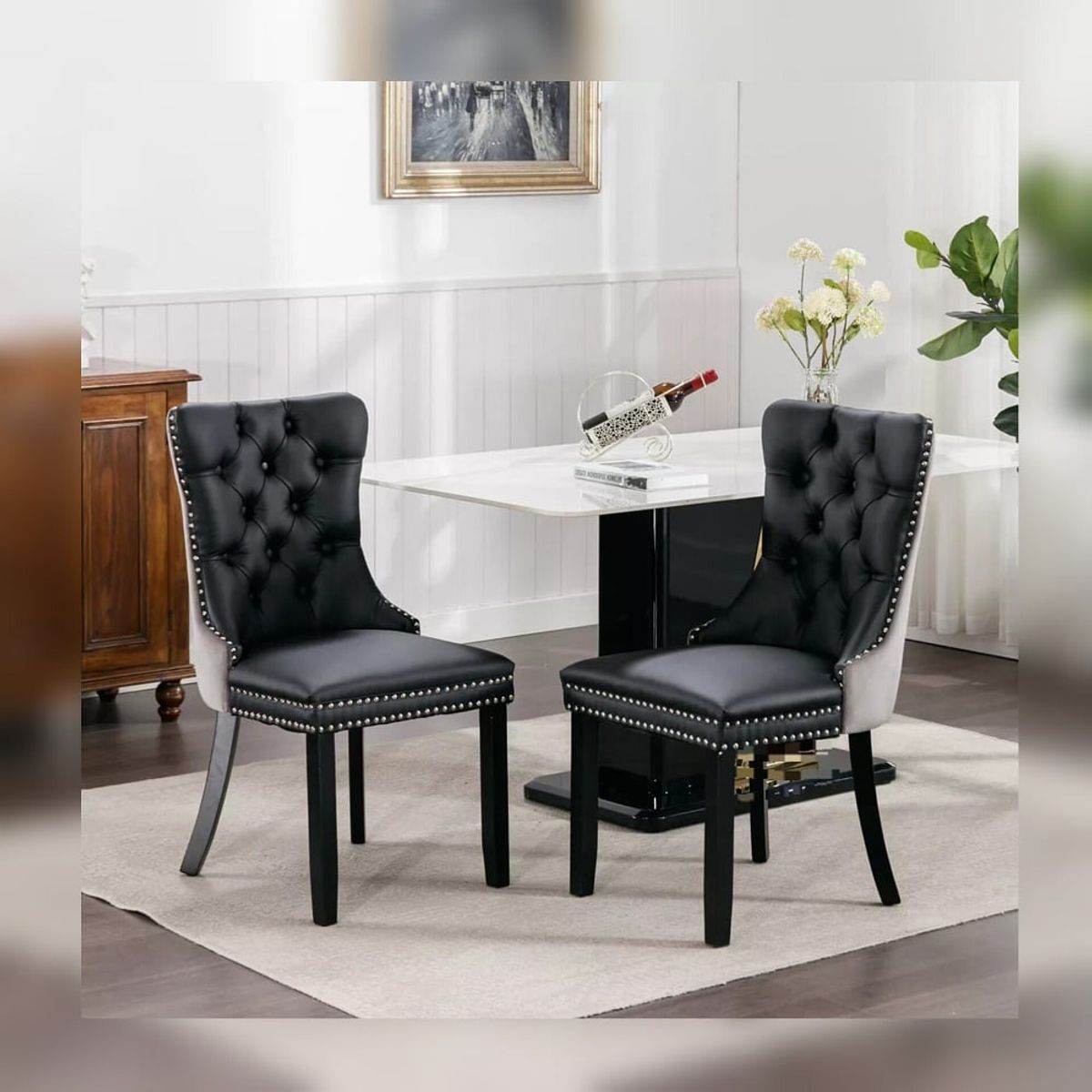 DMUEBLES - DM Comedor 2 sillas Italian al Duco - Gris oscuro/Negro