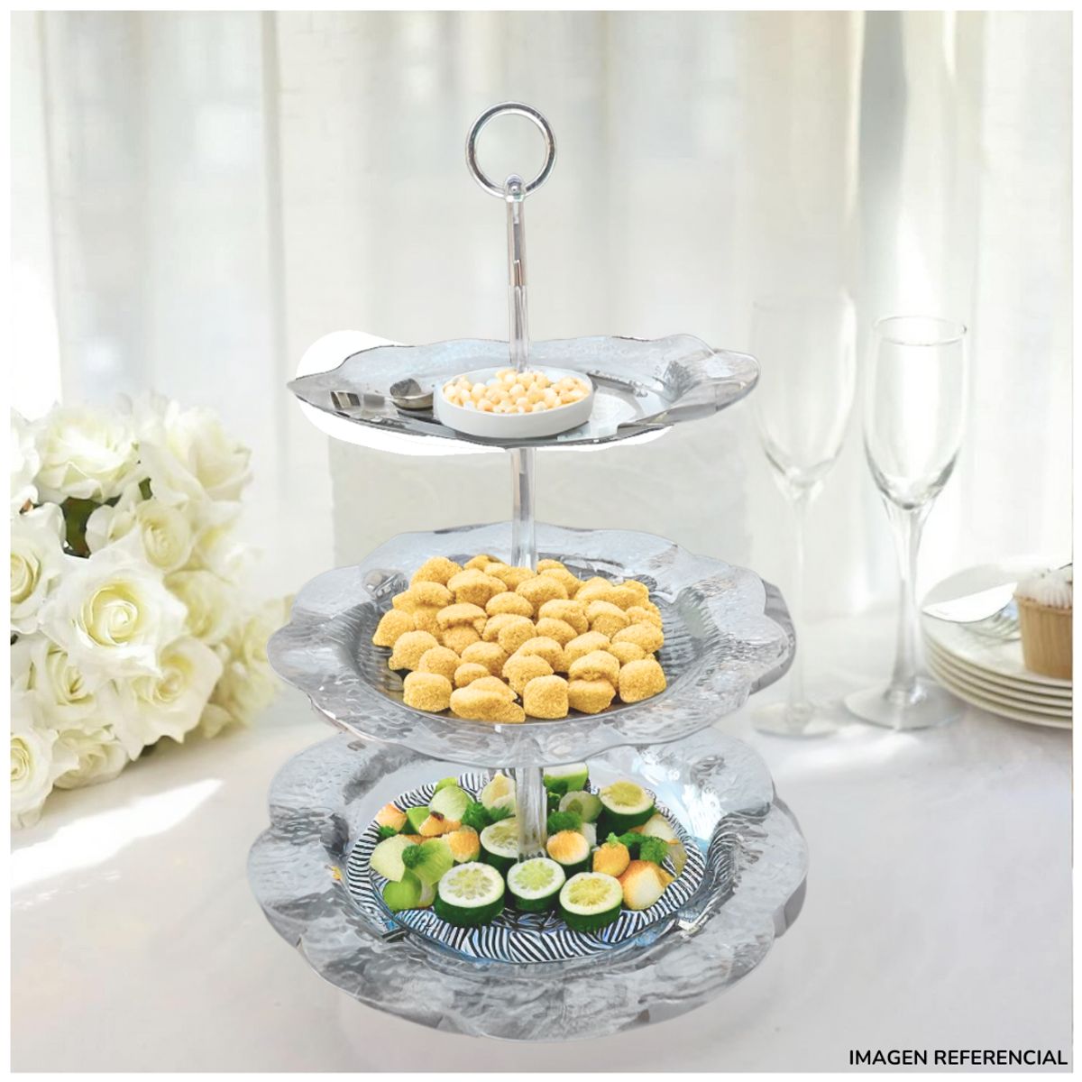 INSPIRA MARKET - Bandeja Fuente Porta Bocaditos Dulces Postres