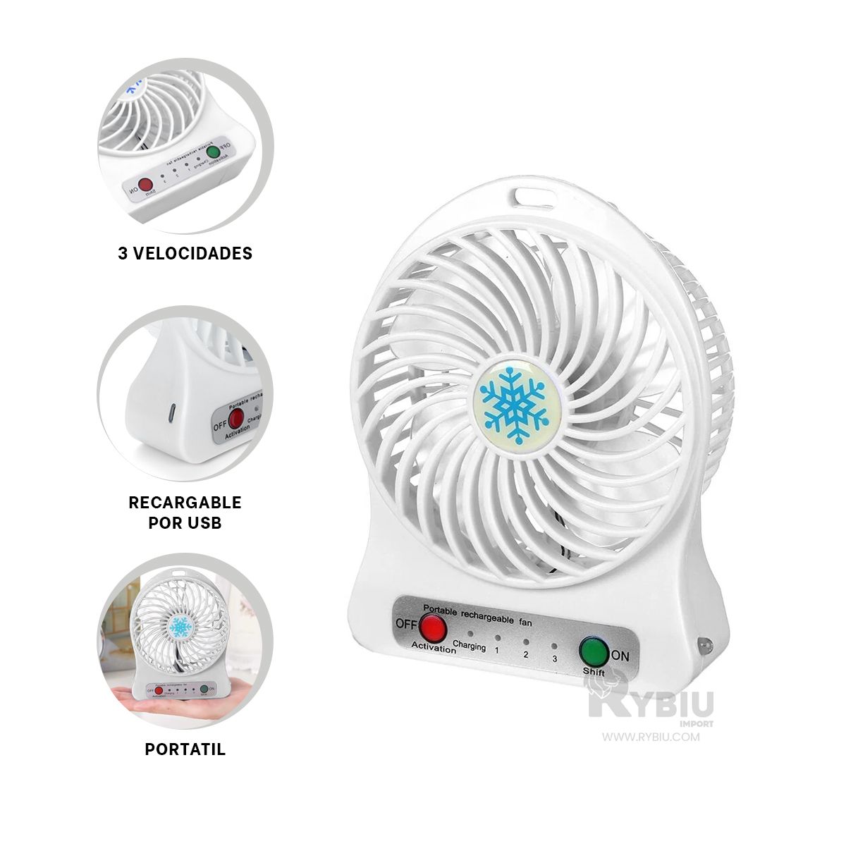 GENERICO - Soplador Mini Recargable y Ligero en Blanco Y+Gift Stickers