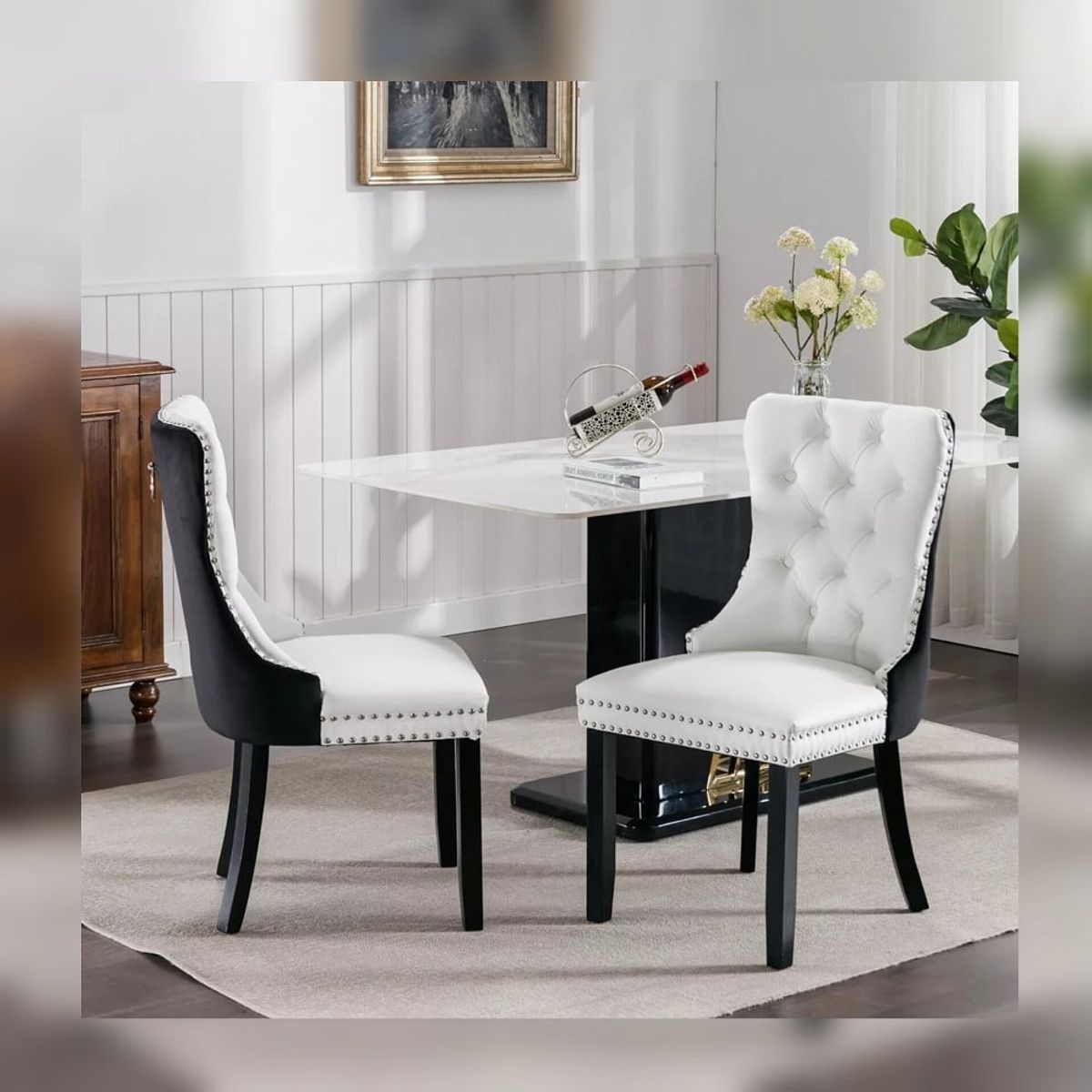 DMUEBLES - DM Comedor 2 sillas Italy al Duco - Blanco/Negro
