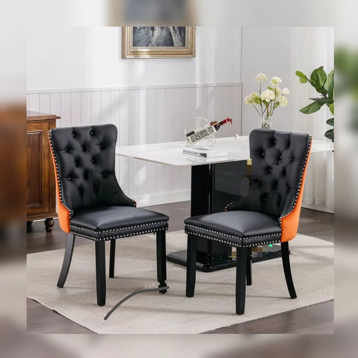 DMUEBLES - DM Comedor 2 sillas Italy al Duco - Naranja/Negro