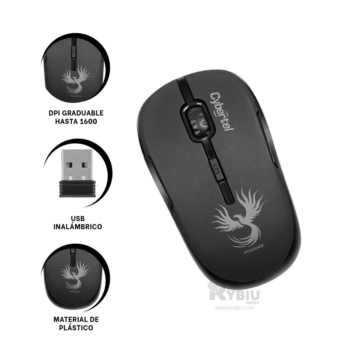 GENERICO - Cursor Elegante M700X Tono Negro Y+Banderitas Adhesivas