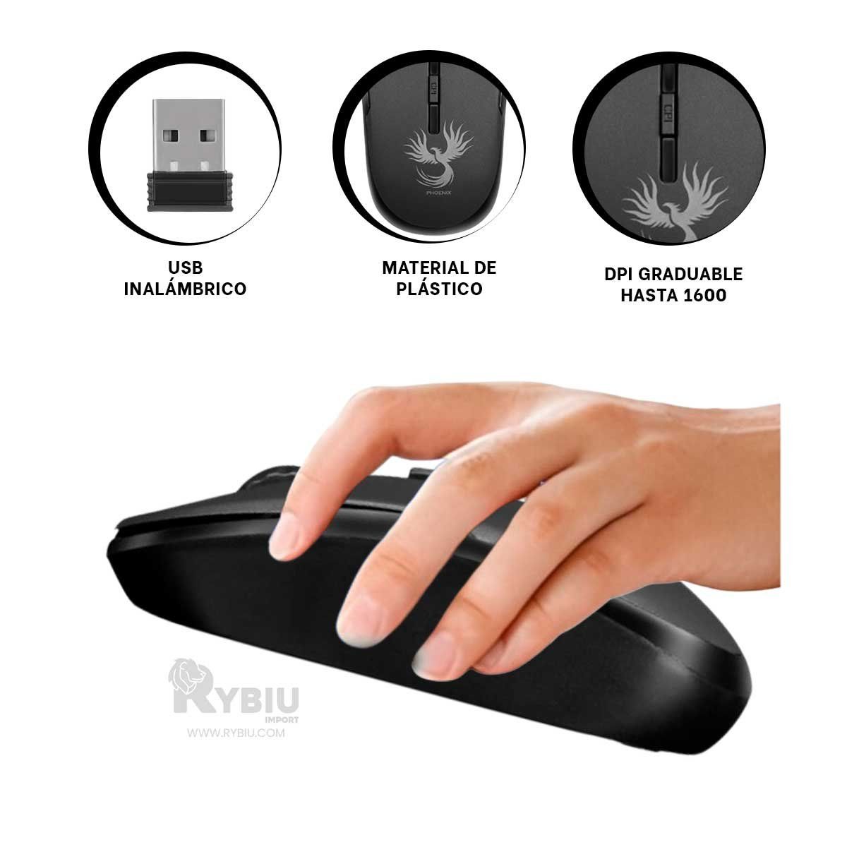 GENERICO - Mouse Inalambrico para PC M700X Negro Y+Regalo Stickers