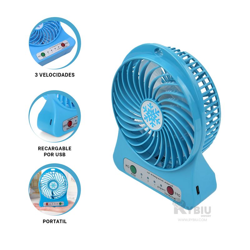 GENERICO - Ventiladora Versatil de Mano Azul Y+Ligas de Regalo