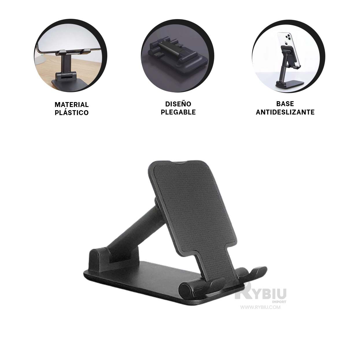 GENERICO - Sujetador de Celulares en Matiz Negro Y+Banderitas Adhesivas