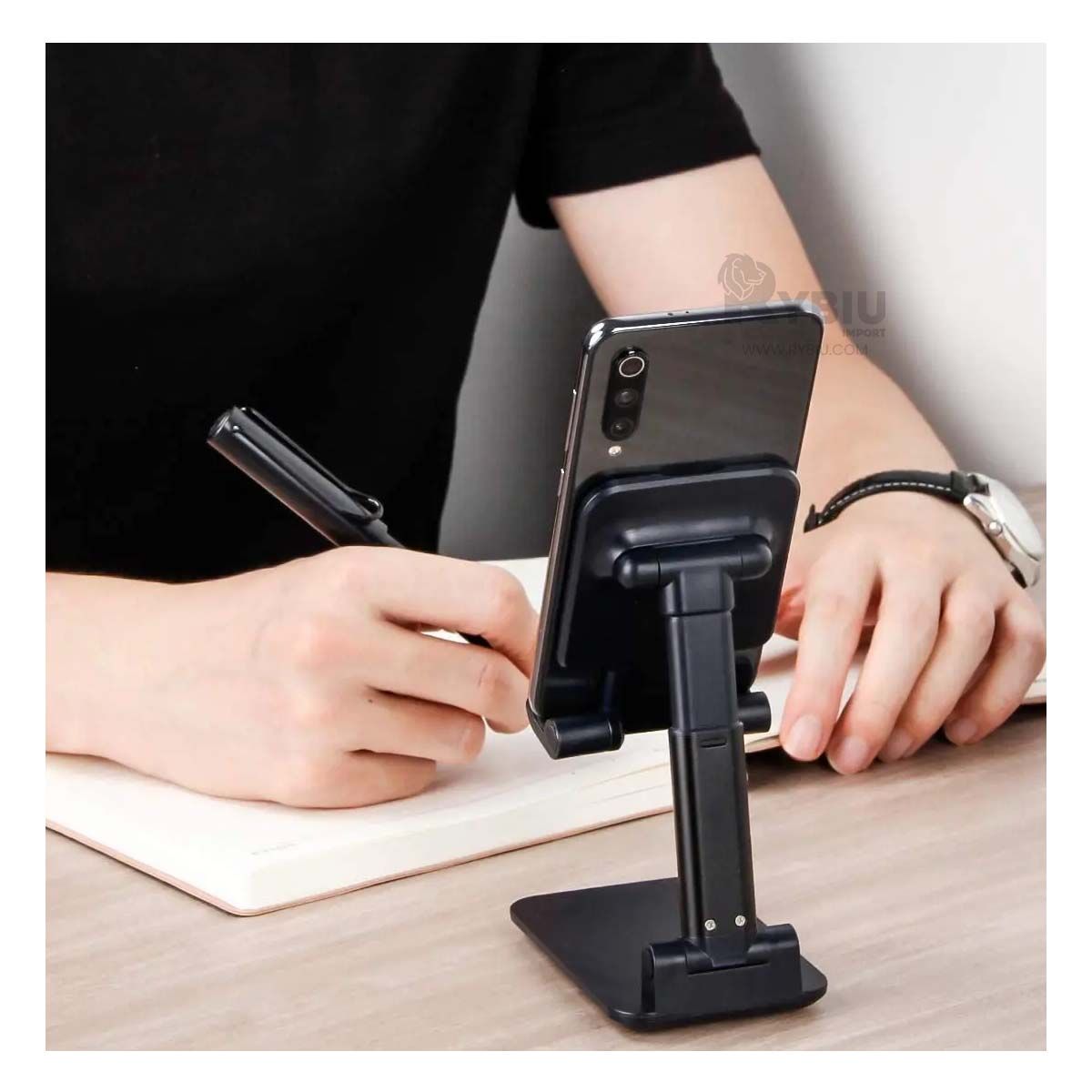 GENERICO - Sujetador de Celulares en Matiz Negro Y+Banderitas Adhesivas