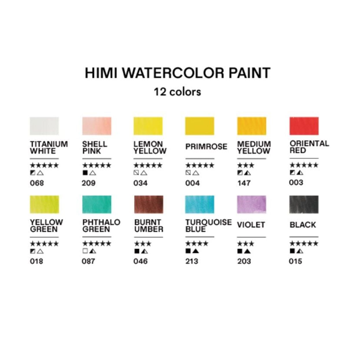 GENERICO - Miya Himi Acuarela en tubo Nueva Presentación 12 colores12ml