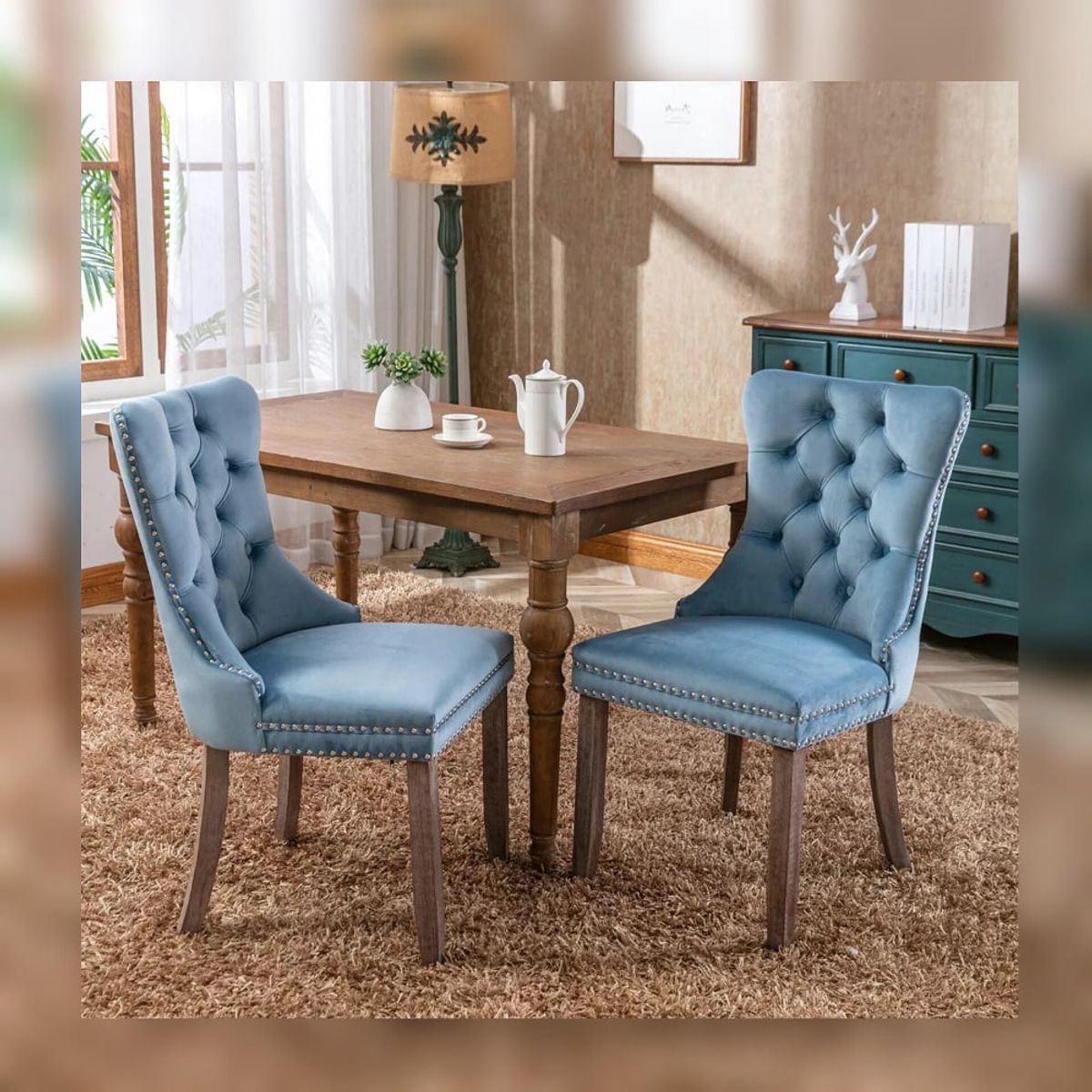 DMUEBLES - DM Comedor 2 sillas Italy - Celeste