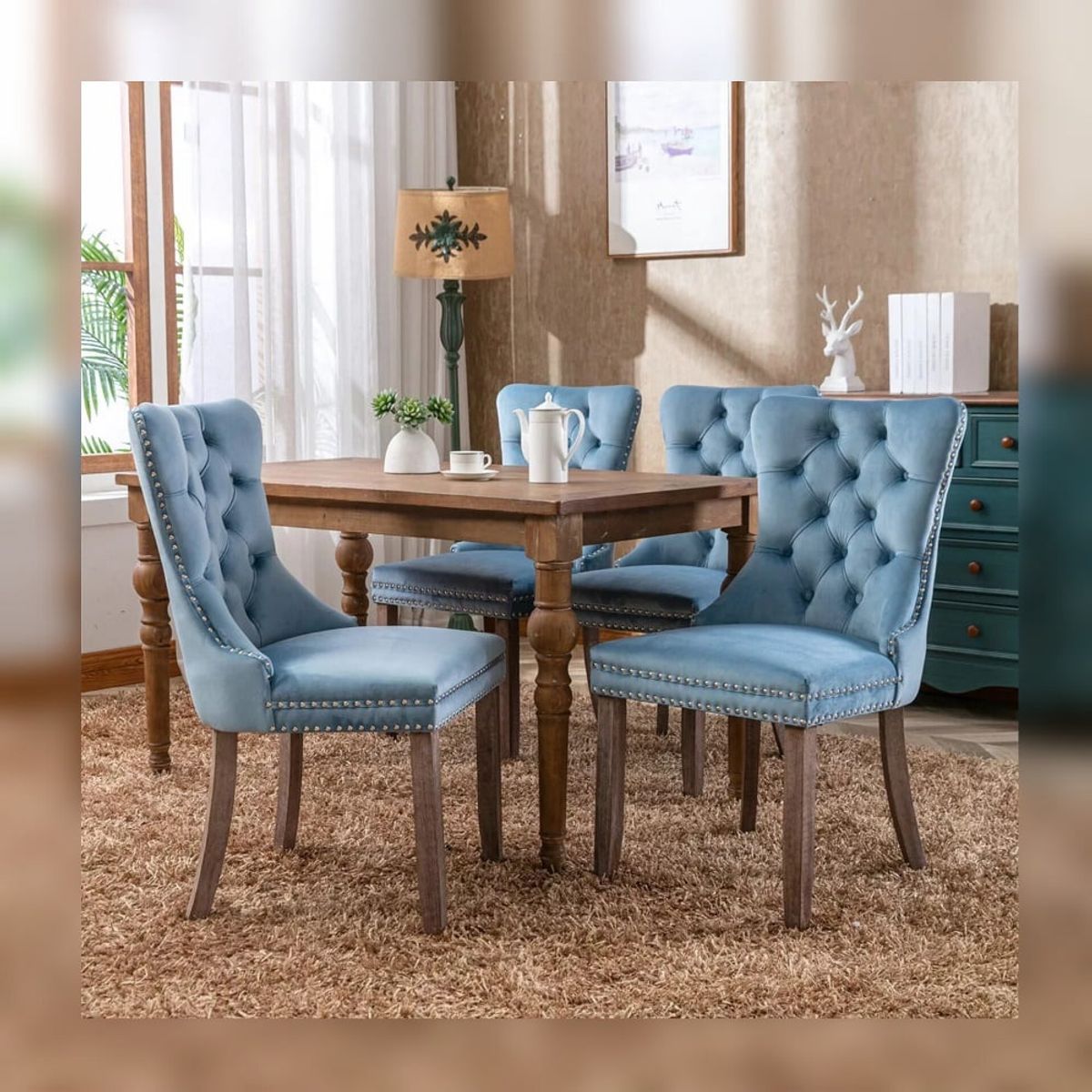 DMUEBLES - DM Comedor 4 sillas Italy - Celeste