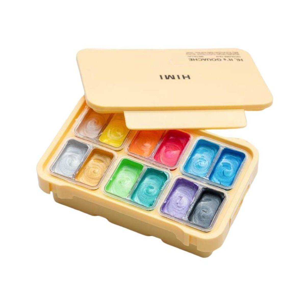 GENERICO - Miya Himi Gouache Twin Jelly Cup Set 12 colores metálicos12ml sin pinceles