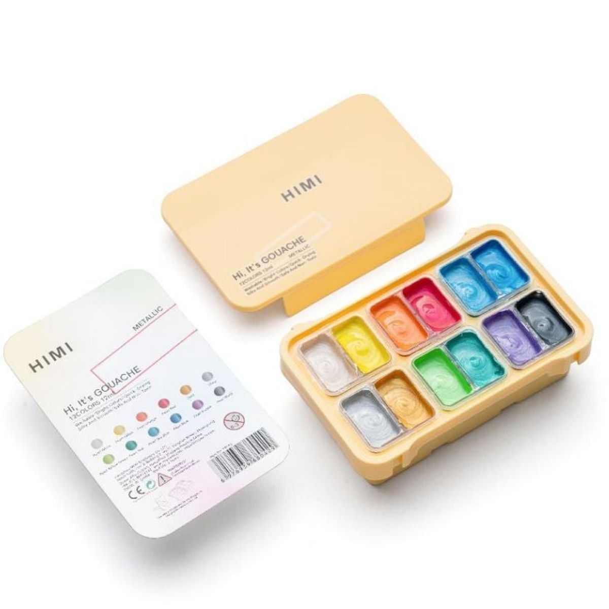 GENERICO - Miya Himi Gouache Twin Jelly Cup Set 12 colores metálicos12ml sin pinceles