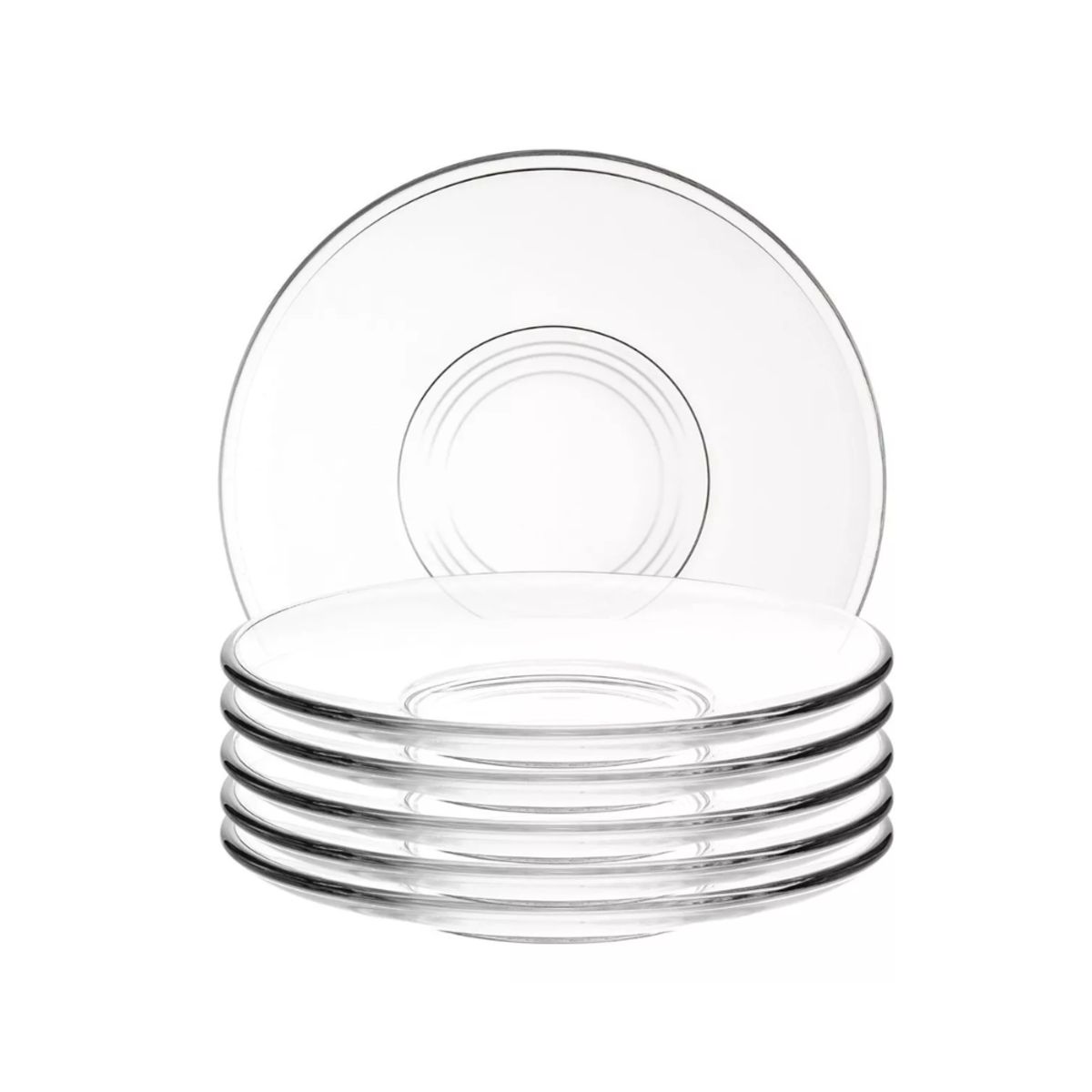 INSPIRA - Set de 6 Platos De Vidrio Transparente Plano para Postres