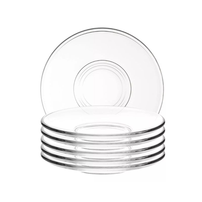 INSPIRA - Set de 6 Platos De Vidrio Transparente Plano para Postres