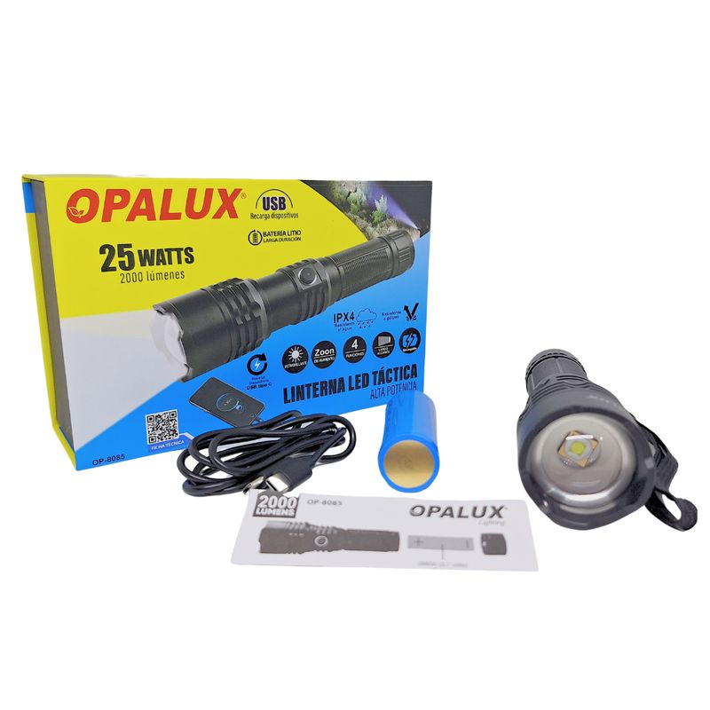 OPALUX - Linterna Led Tactica 25W Opalux 2000Lm OP-8085