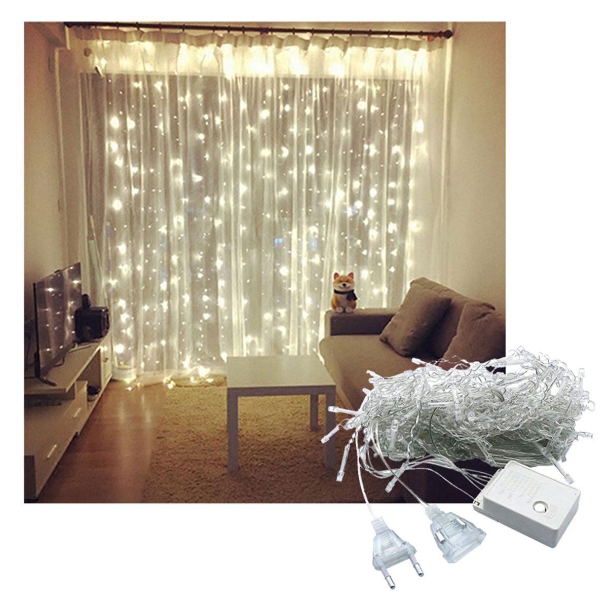 GENERICO - Cortina Led 3 x 2 CABLE PLASTIFICADO