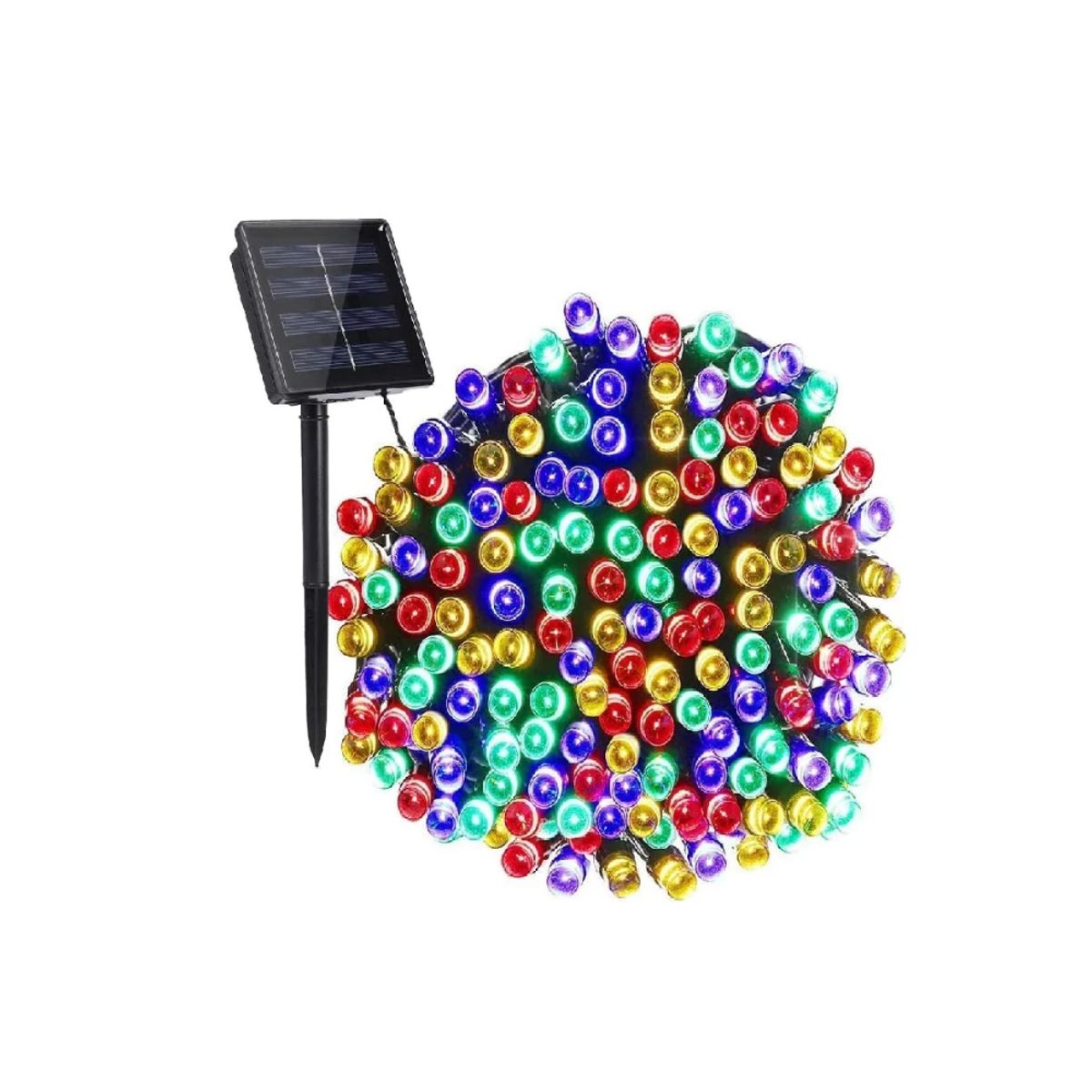 GENERICO - Luces Navideñas con Panel Solar de Colores 20mts