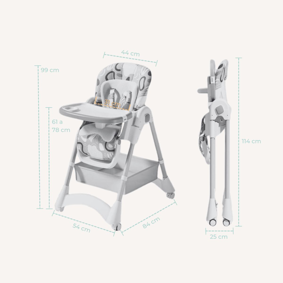 LA SONAJA - SILLA DE COMER ALTA LA SONAJA NEO CELESTE