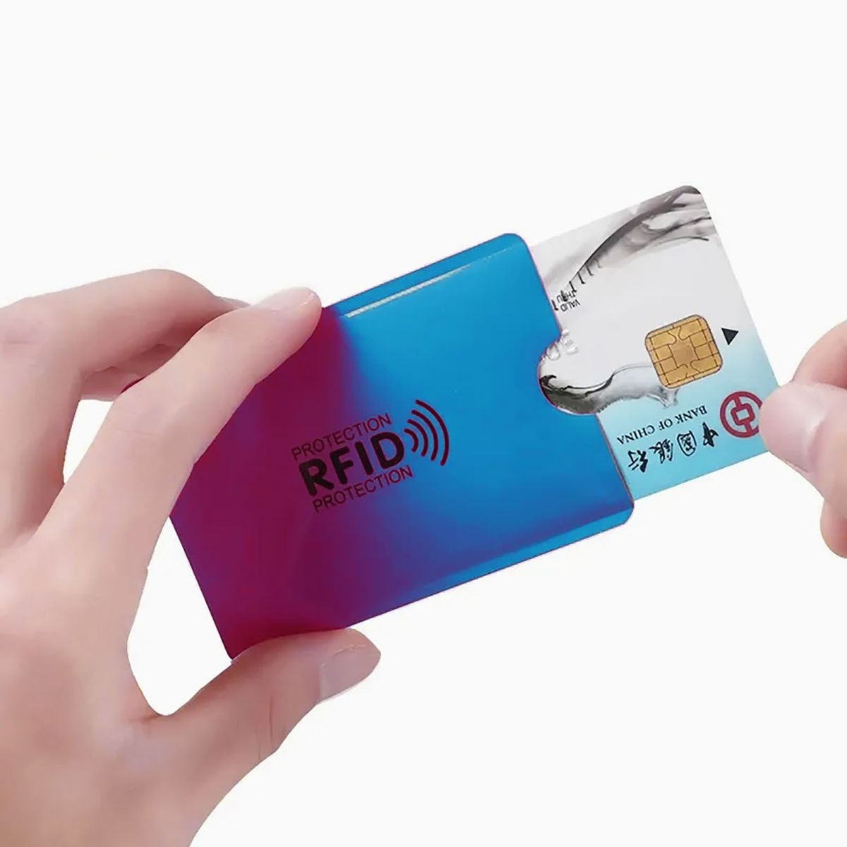 GENERICO - Funda Protectora de Tarjeta Crédito RFID Antirobo Pack 10 Piezas Azul