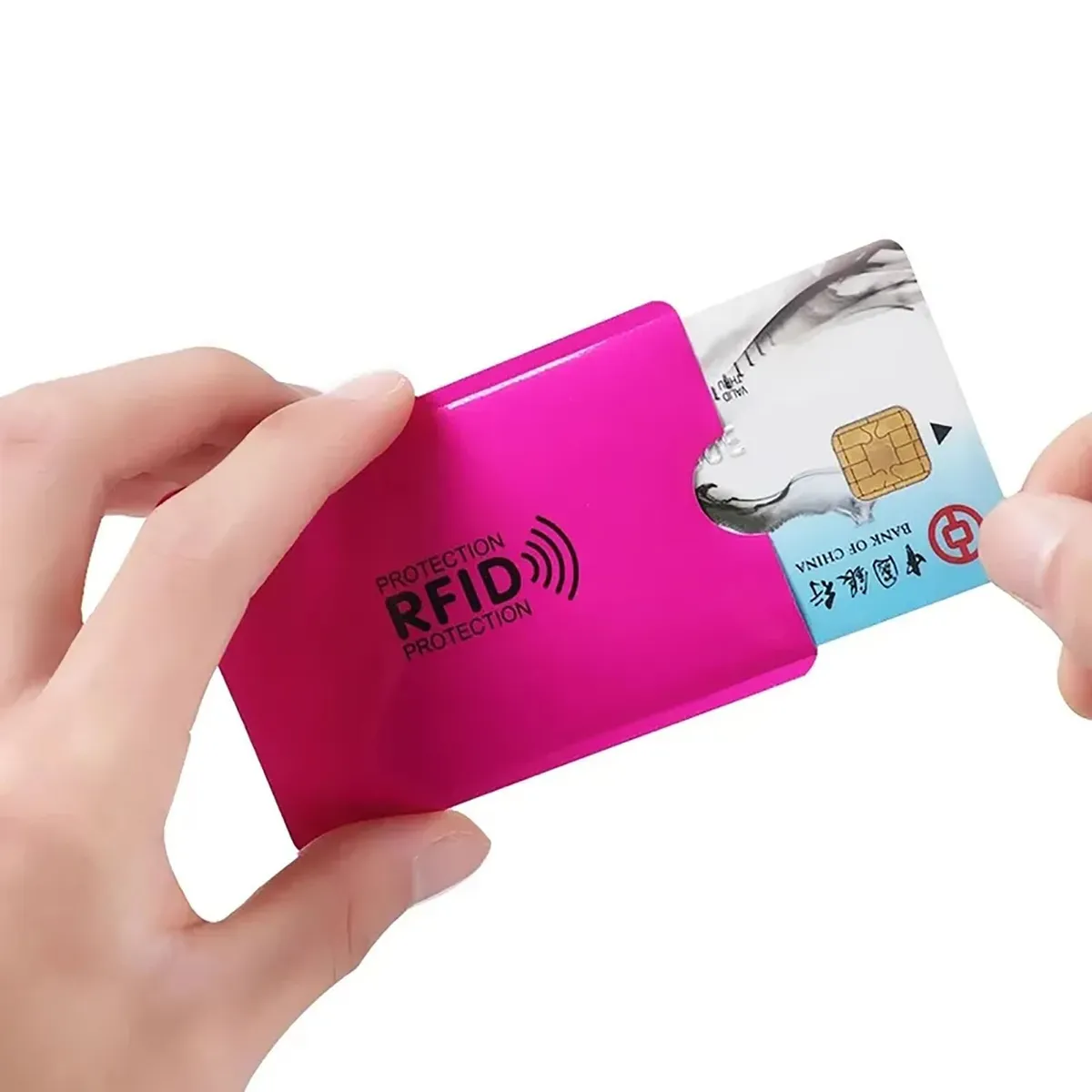 GENERICO - Funda Protectora Tarjeta Crédito RFID Anti robo Pack 10 Piezas Rosado